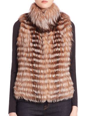 Michael Kors Fox Fur Vest In Crystal 